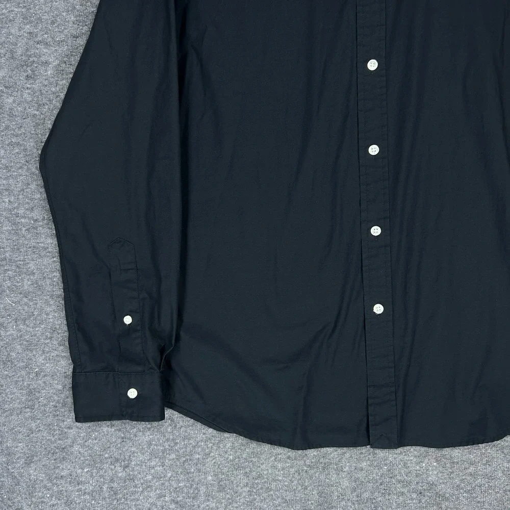 Polo Ralph Lauren Shirt Mens L Black Solid Slim fit Stretch Poplin Preppy